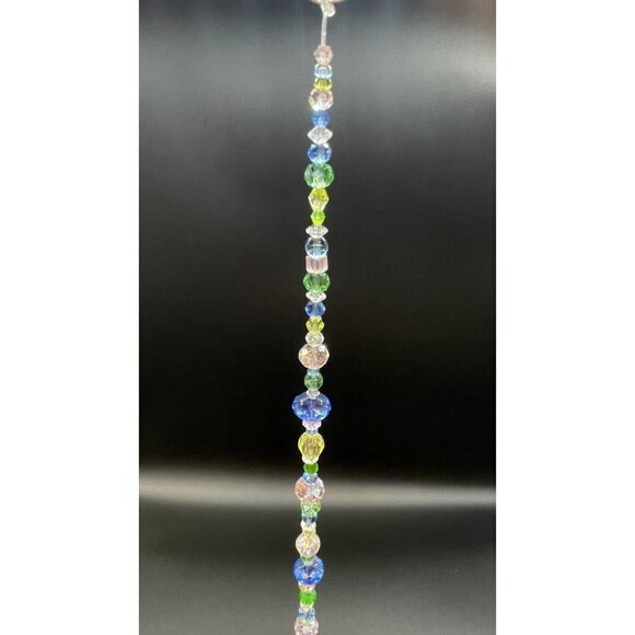 Beaded Suncatcher - Pastel Pink Blue Green Yellow - Blue Crystal Prism - Decor - Picture 6 of 12